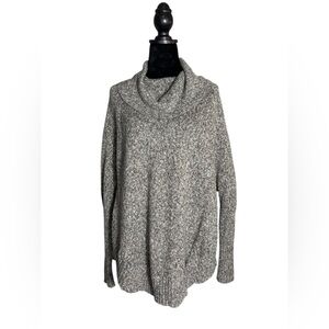 Leo & Nicole Womens Cowl Neck Oversized Sweater Sz S Gray Long Sleeve Sides Slit